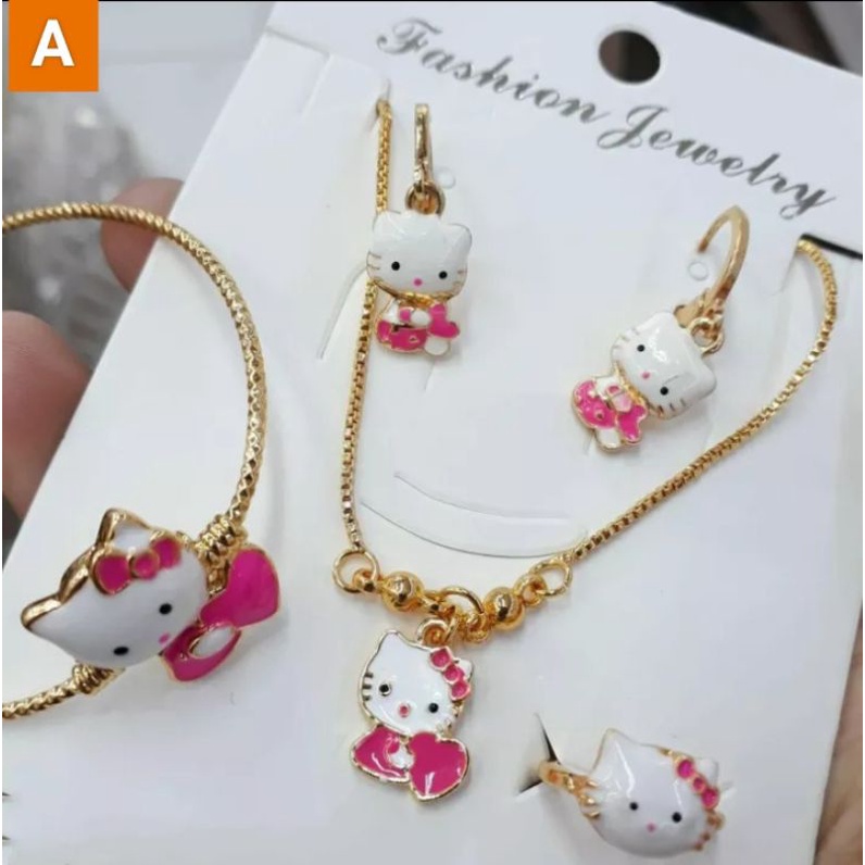 Satu set perhiasan anak perempuan hello kitty cantik