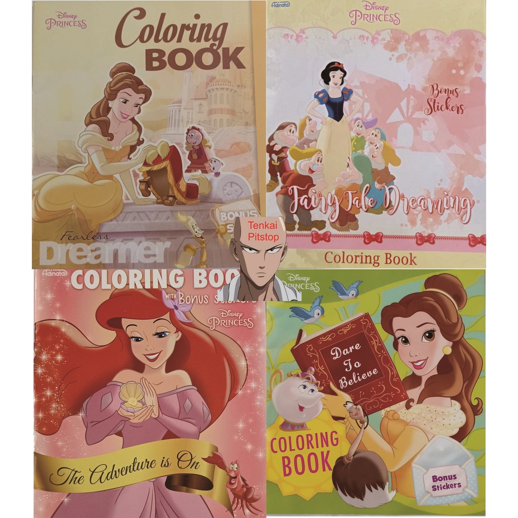 Buku Mewarnai/Coloring Book Disney Princess Belle Fearless Dreamer, Snow White Fairy Tale Dreaming+ 