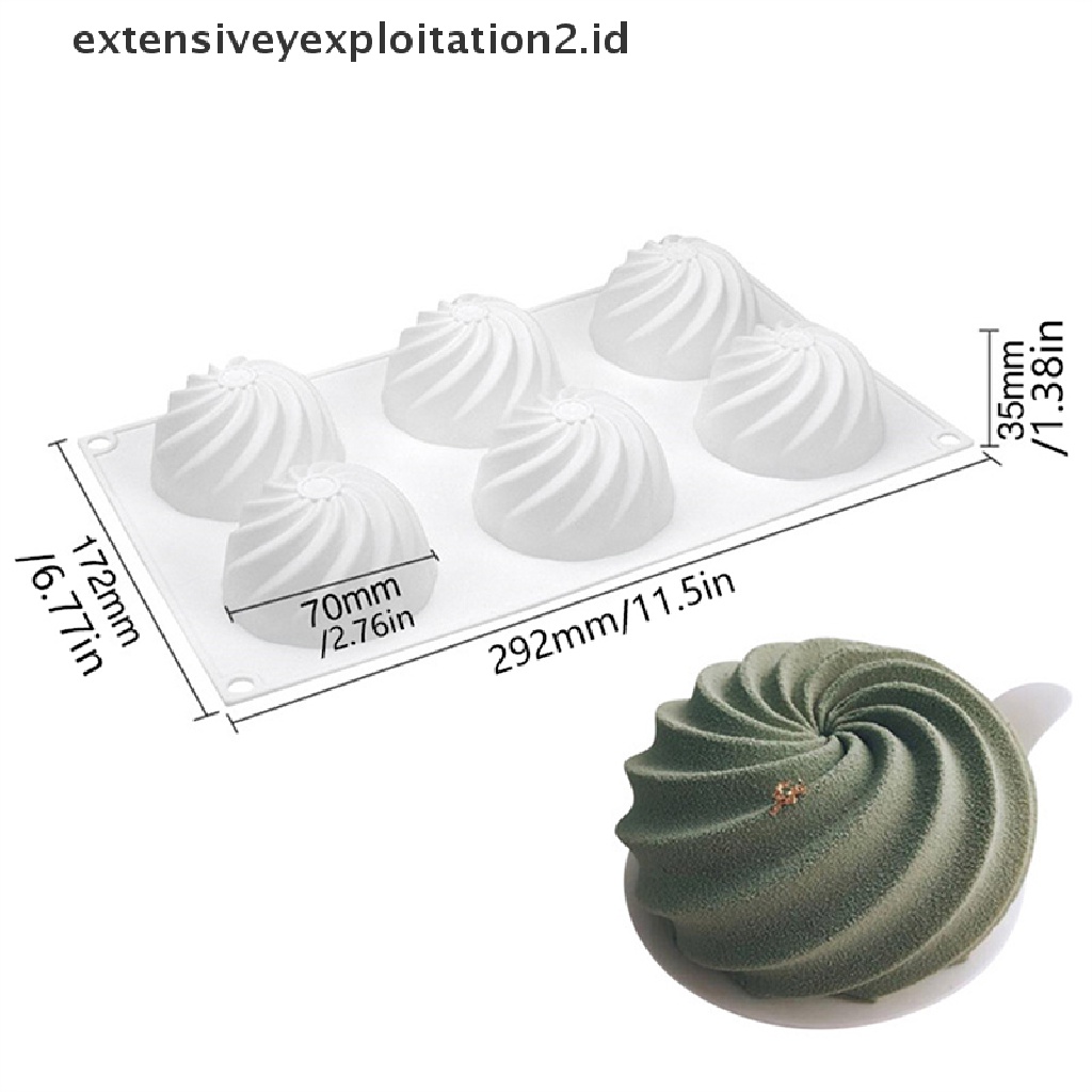 {NEW} 6 Cavity Silikon Cyclone Bulat Spiral Mousse Mold Cetakan Kue Baking Decorag Mould.