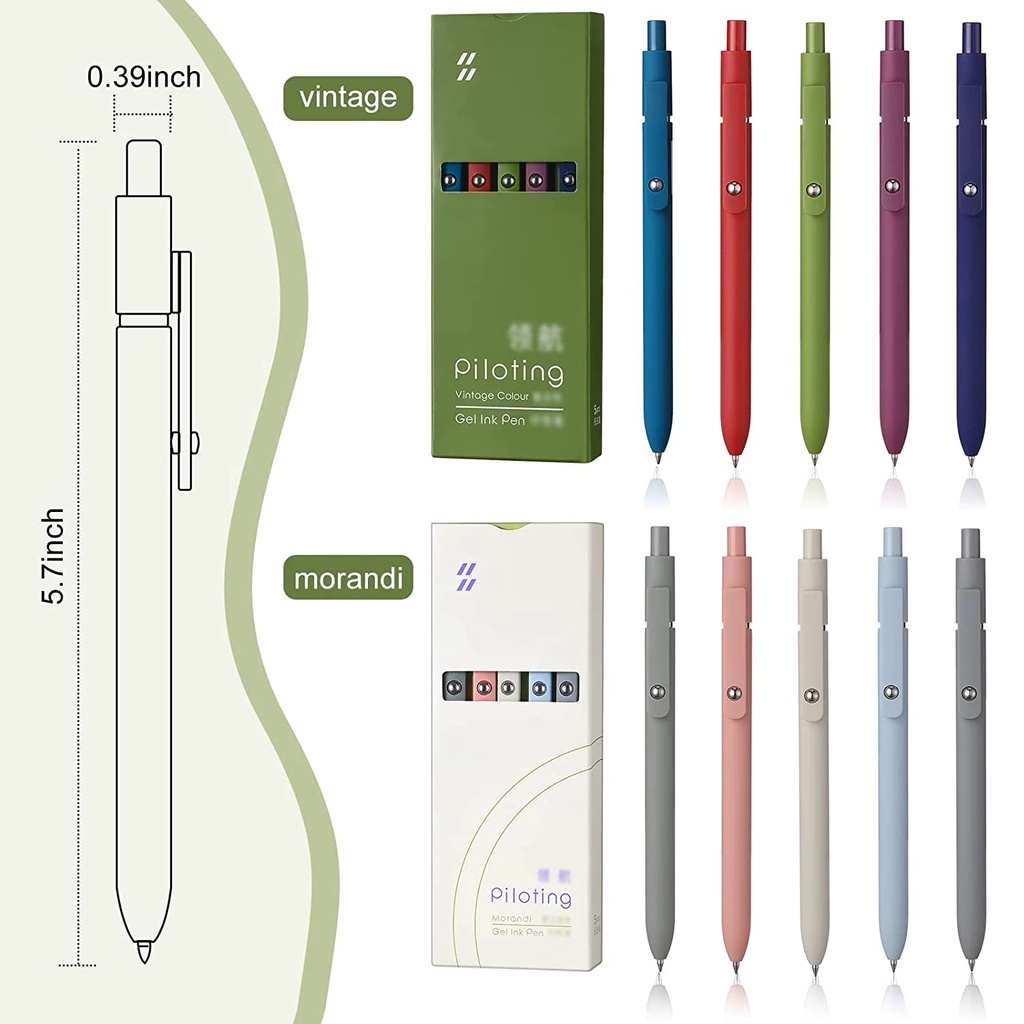 0.5mm Tulisan Gel Tinta Pen Non Marking Rolling Pen Klip Tulisan Halus Pen Stationery Morandi Color Gel Press Type Tinta Hitam Pena Netral