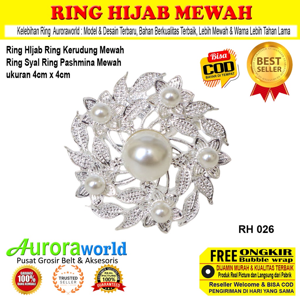 Auroraworld Ring Kerudung Ring Hijab Ring Syal Ring Pashmina Berlian Mewah Bros Cincin Jilbab aksesoris kerudung fashion wanita perhiasan muslim terbaru