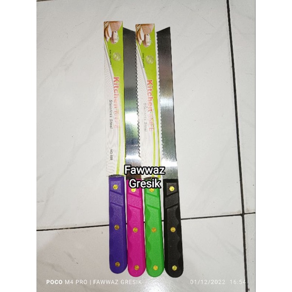 Pisau Potong Roti Tawar Bolu Kue Tart 2 Sisi Stainless Steel Bread Knife