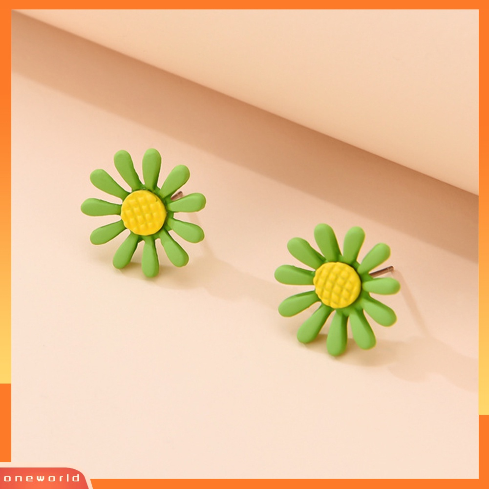 [WONE] Elegan Wanita Kecil Resin Marguerite Ear Stud Earrings Tindik Perhiasan Hadiah