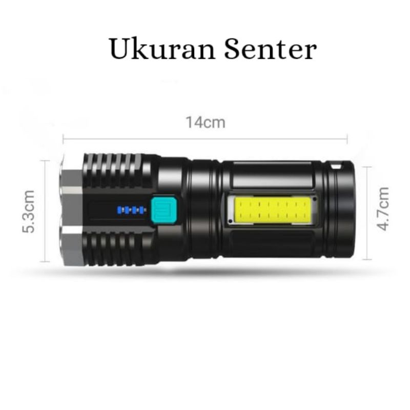 Senter 4 mode jarak jauh senter camping 4 mata lampu senter 4 LED