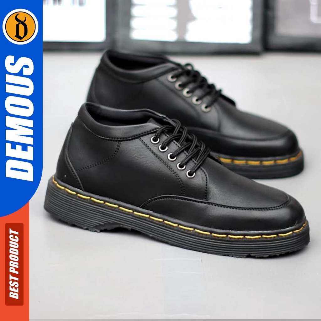 DEMOUS Vegit - Sepatu Loafers Docmart Formal Pantofel Kerja Pria Hitam