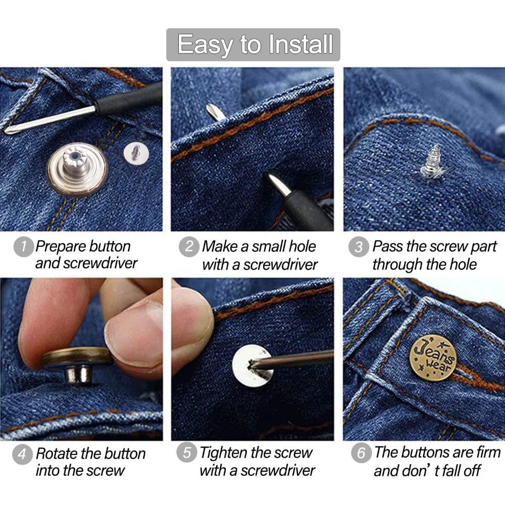 Tombol Logam Pengganti Mengencangkan Pinggang Extender Button Jeans Buttons Pins Fashion Untuk Celana Jeans Longgar Wanita Pria Perlengkapan Pakaian Jeans Bebas Jahitan Dilepas