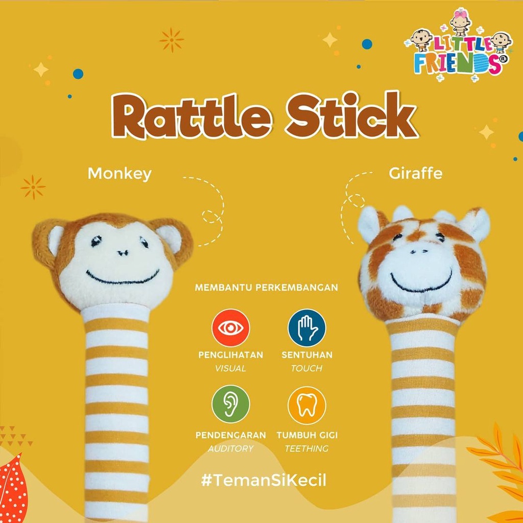 Mainan Edukasi Bayi Little Friends Boneka Rattle Stick Giraffe LFR2020