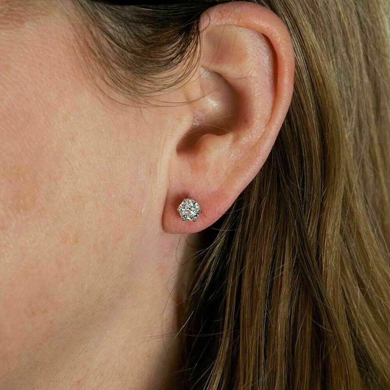 Fancyqube 1pasang Anting Tusuk Fashion Klasik Enam Cabang Solitaire Zircon Untuk Wanita Pria