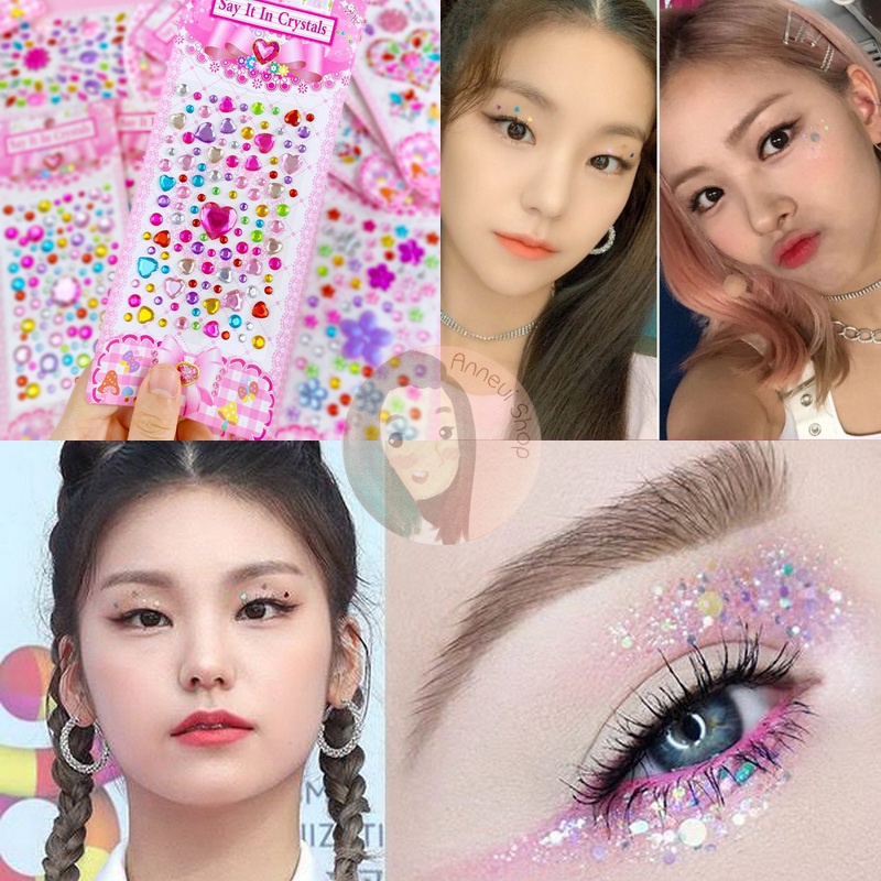 Part 2 - Mix Sticker Rhinestone Nail Art Rhinestones Manik-manik Mutiara Kilap Craft Kosmetik Hiasan Kuku Eye Korean Make Up Handphone Decorations Wedding Party Cosplay Flat Back Gems Bead Diamond Swarovski Transparan Mix Color Rainbow