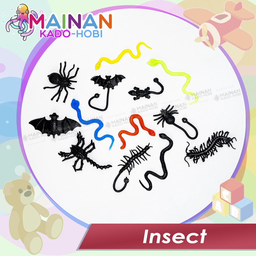 MAINAN ANAK MINIATUR ANIMAL PRANK TOYS STIKY JELLY INSECT SERANGGA