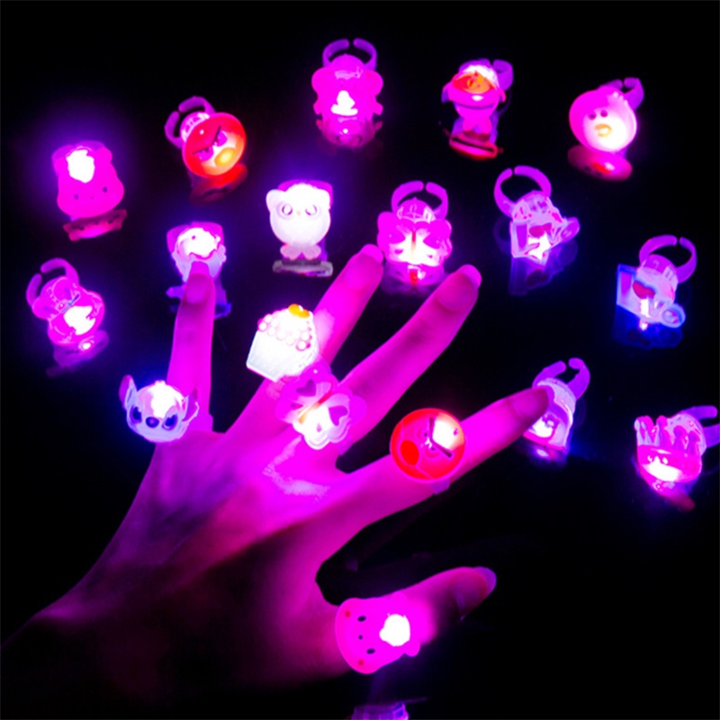 Magic789 Kreatif Kartun Bunga Kupu-Kupu LED Cincin Untuk Dewasa Anak-Anak Yang Indah Berkilau Kelinci Jantung Jari Cincin Perhiasan Hadiah