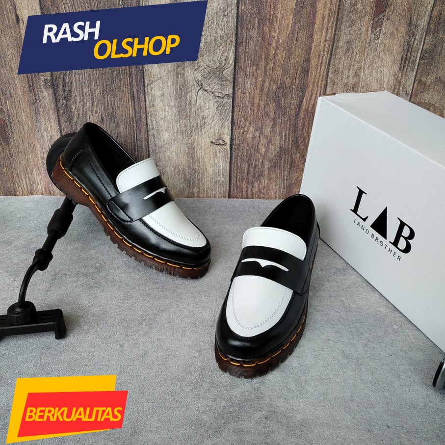 Sepatu Loafer Wanita Kombinasi Sepatu Dokmart Wanita Hitam Putih