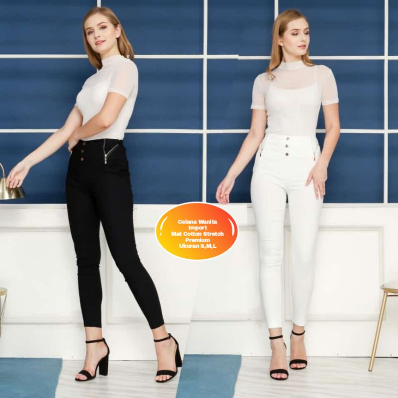 Celana Stretch Wanita Highwaist Import / Jegging Stretch Wanita