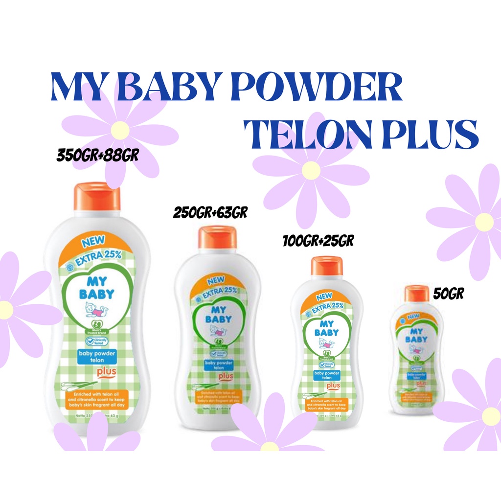 My Baby Powder Telon Plus 100gr 100 gr + Extra 25gr 25 gr / 250gr 250 gr + Extra 63gr 63 gr / 350gr 350 gr + Extra 88gr 88 gr / 50gr 50 gr  - Bedak Bayi