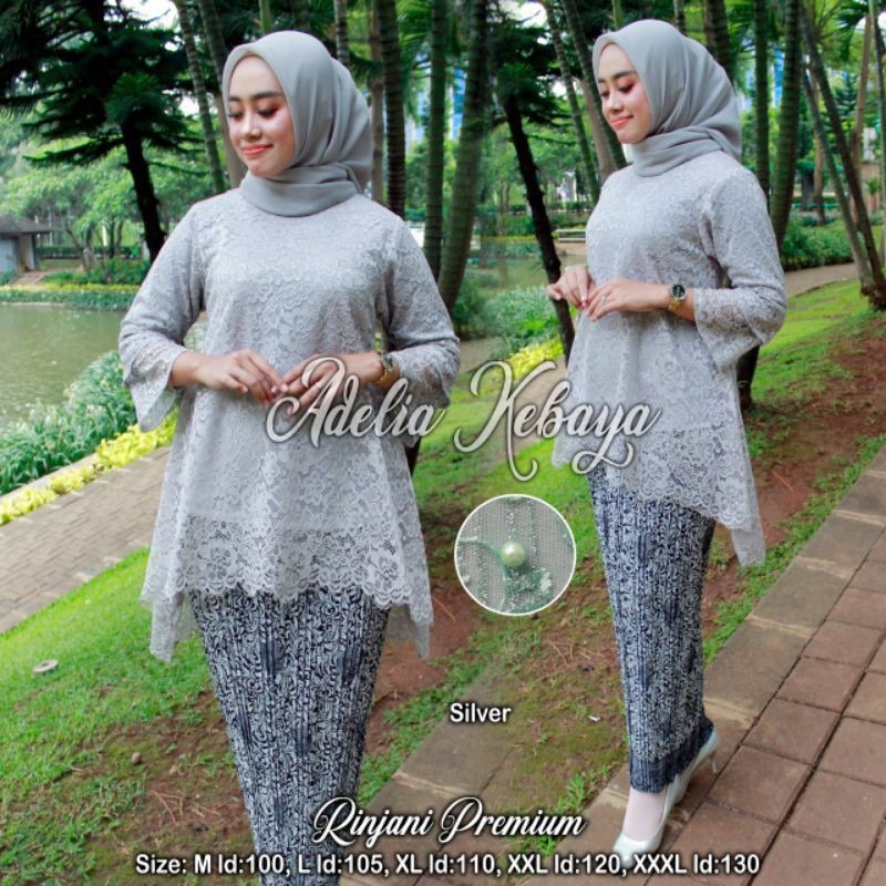 Kebaya Modern Brukat / Setelan Kebaya Rinjani Brokat Grey / SIlver dan Lainnya