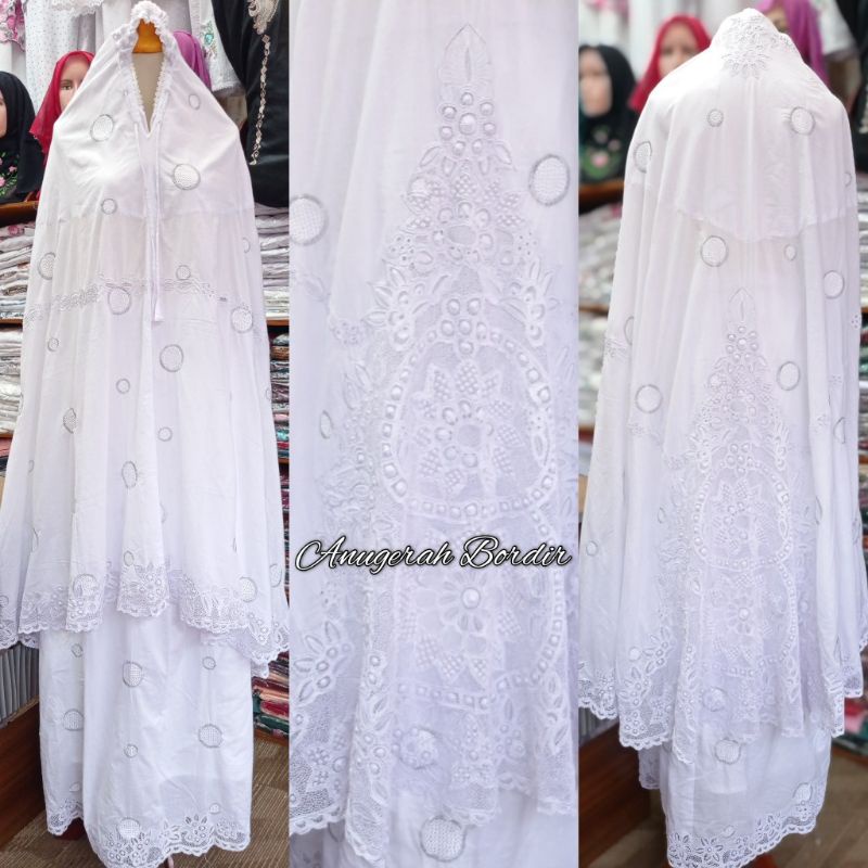 Stelan mukena bordir kerancang terbaru bahan katun paris khas Bukittinggi / Padang