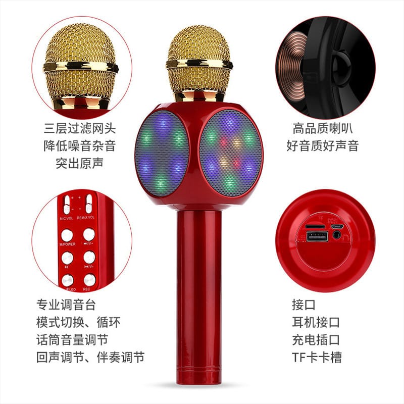 【33LV.ID】Mic WS1816 Wireless Karaoke Bluetooth LED RGB Speaker