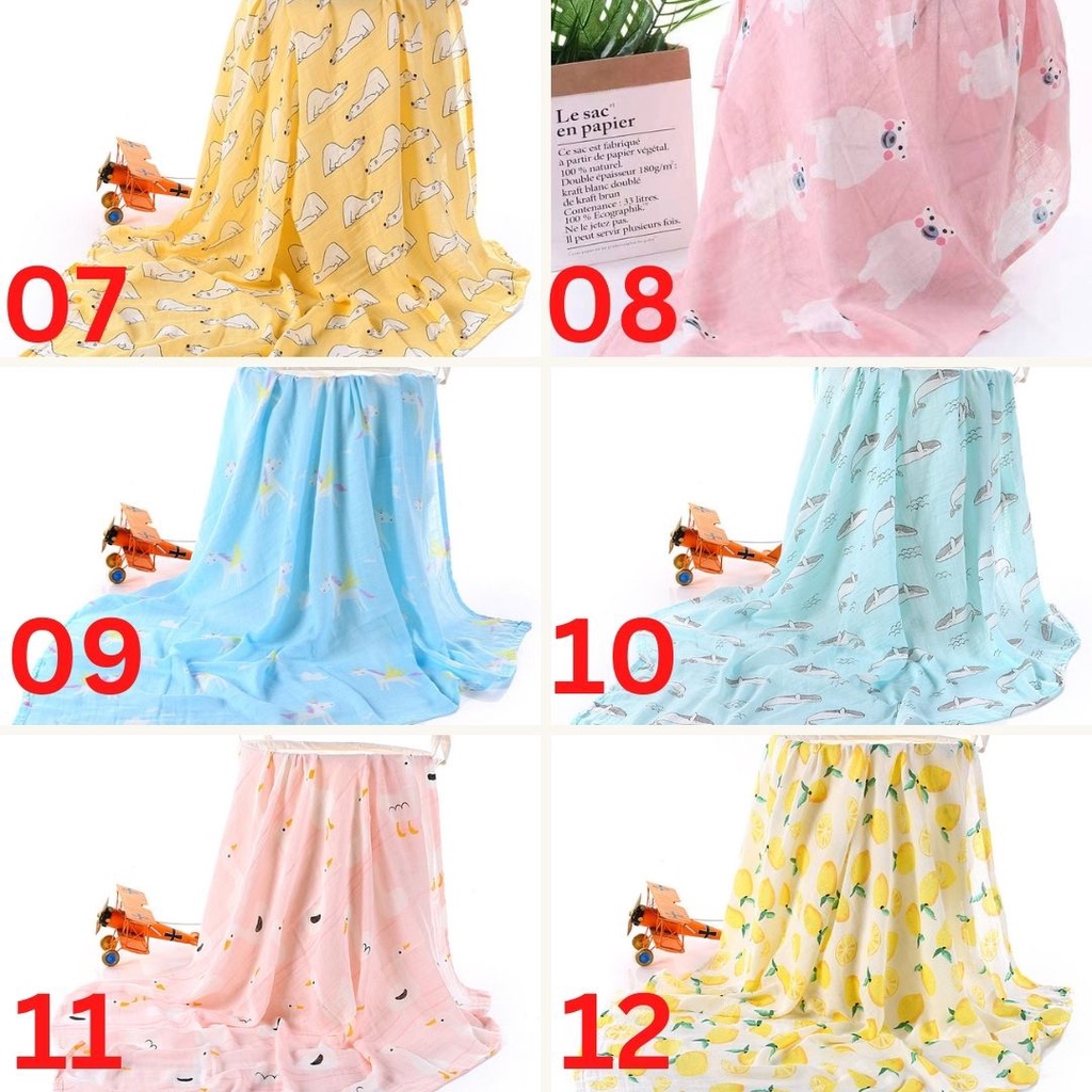 Muslin Swaddle Organic / Swaddle Bamboo / Bedong Bamboo /Selimut Bayi / TL