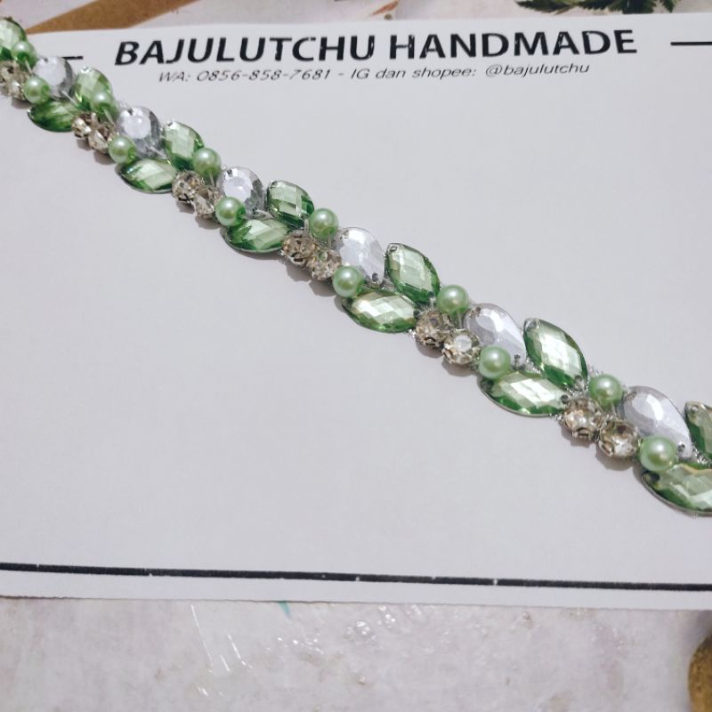 Payet rangkai kebaya Sage mint hijau green wardah