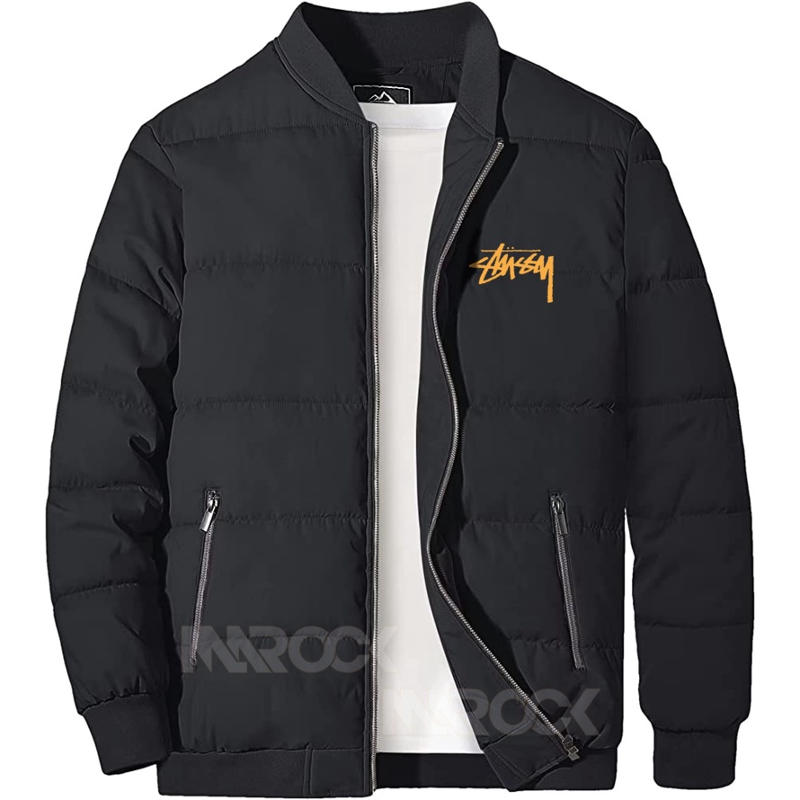 STUSSY Jaket Bomber Pria Parasut Waterproof Musim Dingin