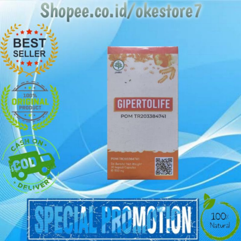 ( C0D ) GIPERTOLIFE KAPSUL ASLI AMPUH UNTUK MENURUNKAN GEJALA HIPERTENSI ( DARAH TINGGI ) 100% BPOM