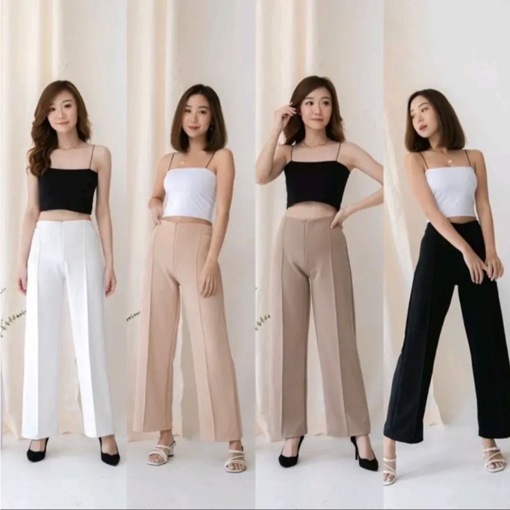 1KG MUAT 2PCS | CELANA KULOT BASIC SCUBA WIDE LEG FASHION WANITA TERMURAH