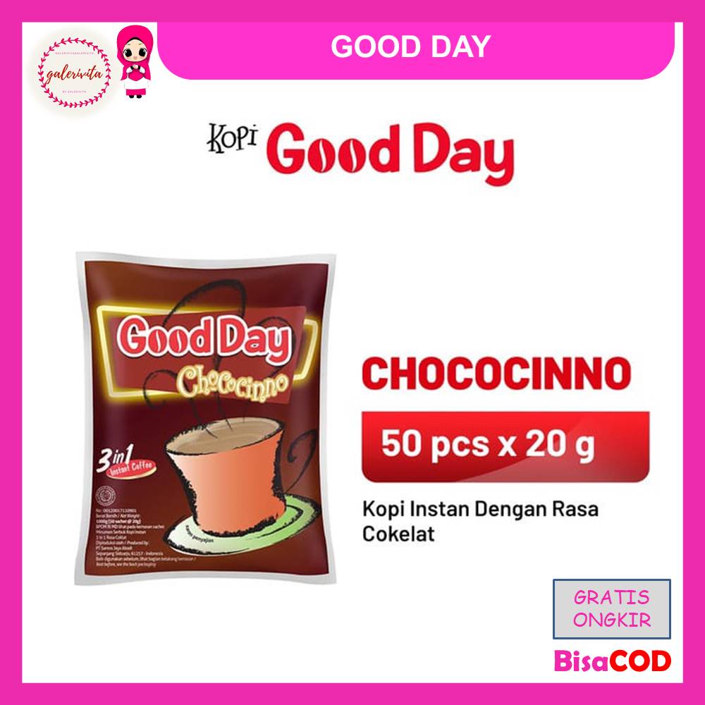 

Good Day Chococinno 1 Bag ( Isi 50 Pcs x 20 Gram )