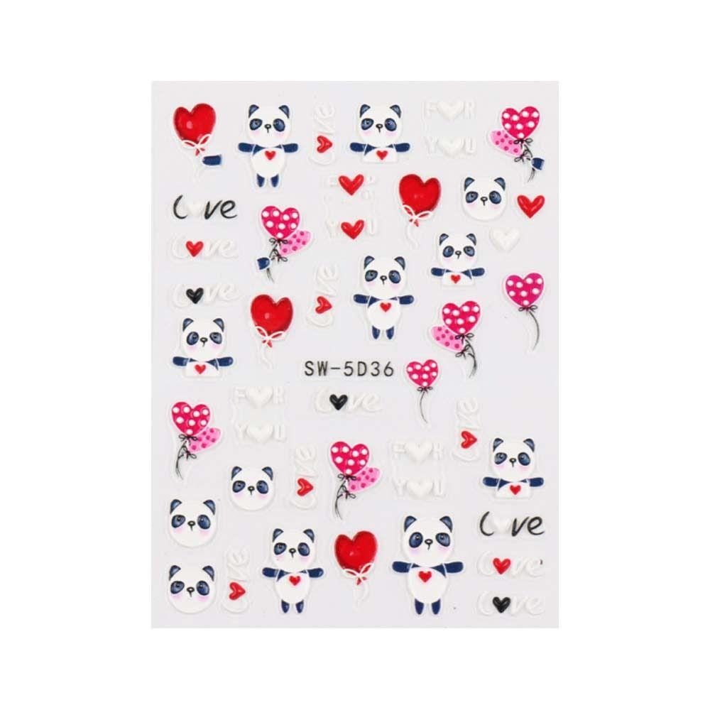 Mxbeauty Kartun Stiker Kuku Lucu Perekat Diri Kelinci Kucing Manikur Aksesoris Panda Nail Art Dekorasi