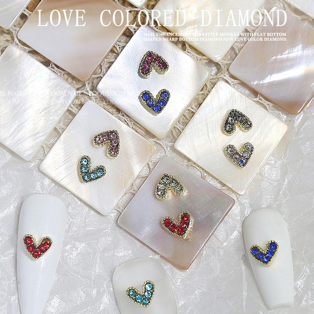 AUGUSTINA Agustina Hiasan Kuku Jantung Fashion Manicure Aksesoris Berwarna Cinta Hati Jepang Nail Art Love Heart Nail Drills