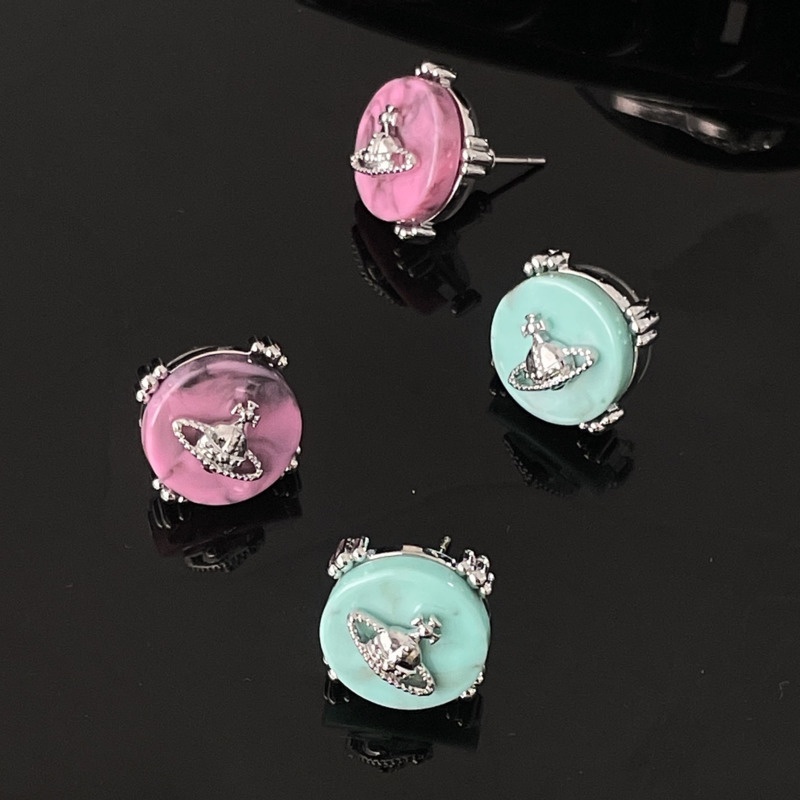 Aksesoris Anting Bulat Tinta Saturnus Trend Retro Harajuku