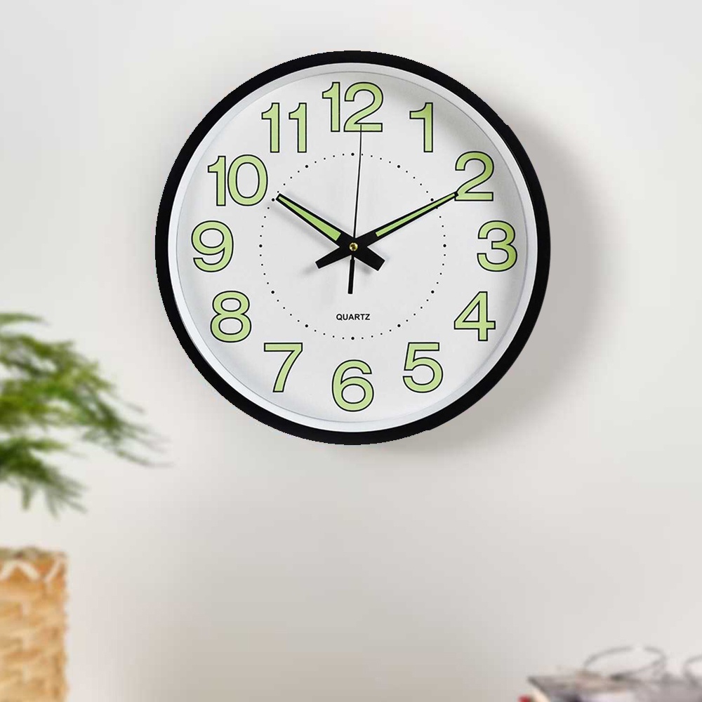TaffHOME Jam Dinding Bulat Quartz Luminous Glow in The Dark 30cm MDB4