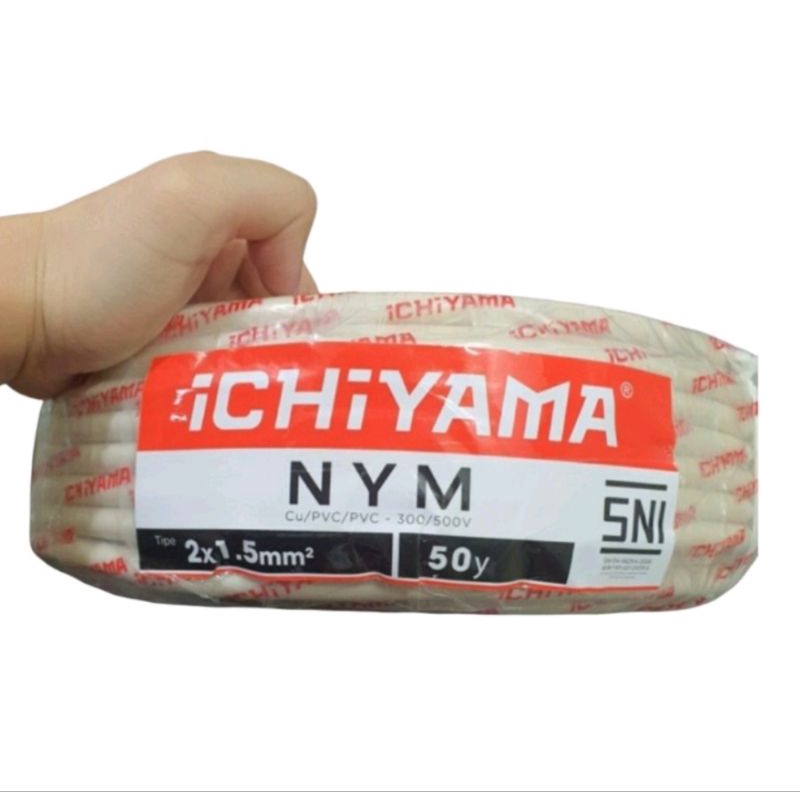 ICHIYAMA Kabel Listrik Tembaga Asli Isi 2 NYM 2X1,5 1 Roll Panjang 50 Yard