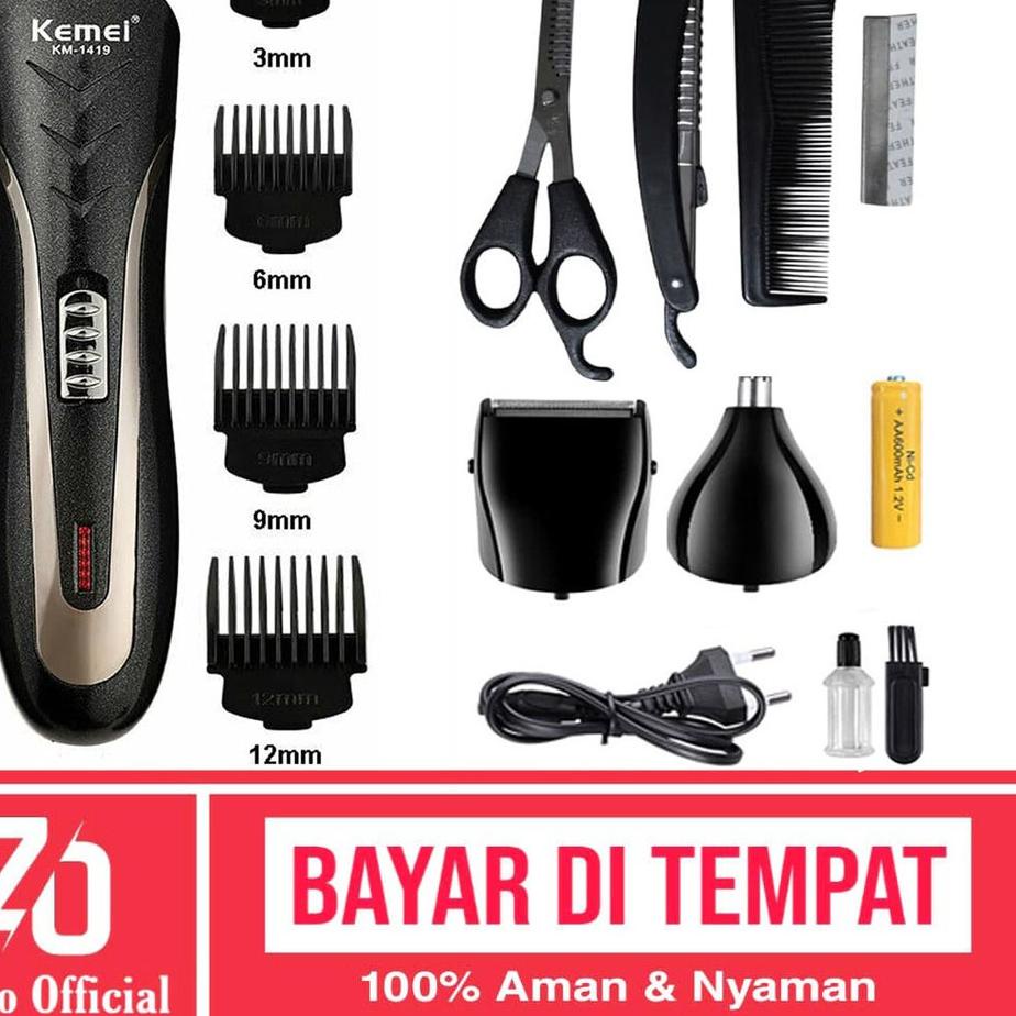 Terlaris ZILLO Mesin Pencukur Rambut KEMEI 3in1 Alat Cukur Rambut Kumis Jenggot Bulu Hidung Potong R