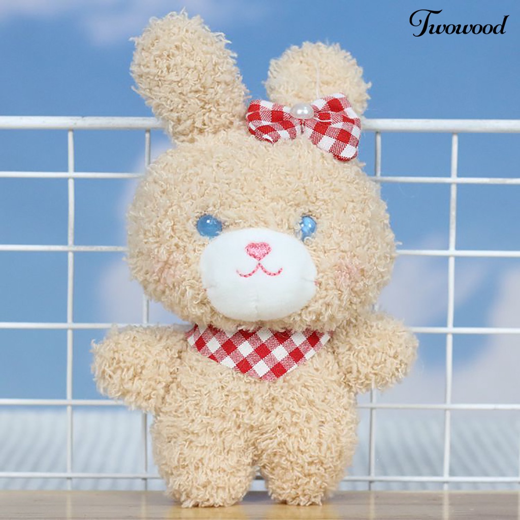 Twowood Rabbit Keychain Multiguna Realistis Tiga Dimensi Berbulu Hadiah Liburan Super Lembut Indah Kartun Kelinci Boneka Mewah Mainan Kunci Liontin Untuk Anak