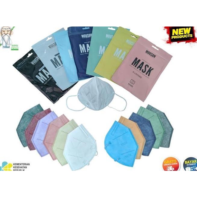 MASKER KN95 MOUSON 5PLY MEDIS WARNA KEMENKES BFE 99% SURGICAL PREMIUM t-mediaro Segera Dapatkan