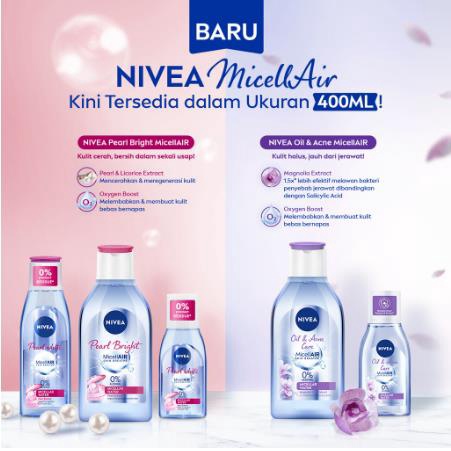 * NCC * Nivea Micellar Pembersih Make Up Cleanser Wajah MicellAIR Skin Breath Oil Acne Clear Pearl White