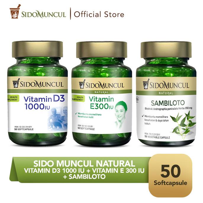 Sido Muncul Natural Vitamin D3 1000 IU + Vitamin E 300 IU + Sambiloto