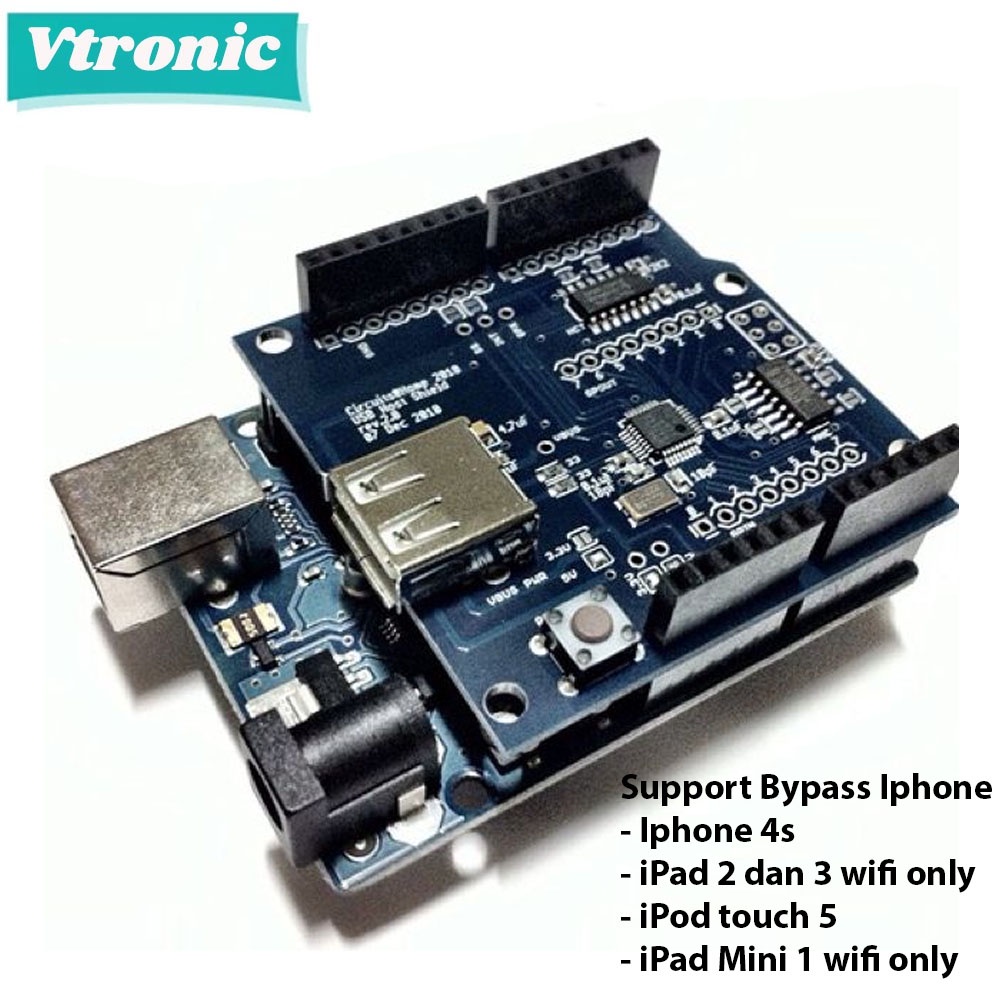 Arduino Uno + USB Shiled 2.0 Untuk Bypass Apple Iphone Ipad Lock Icloud 4s / Mini 1 3 / Ipod touch 5