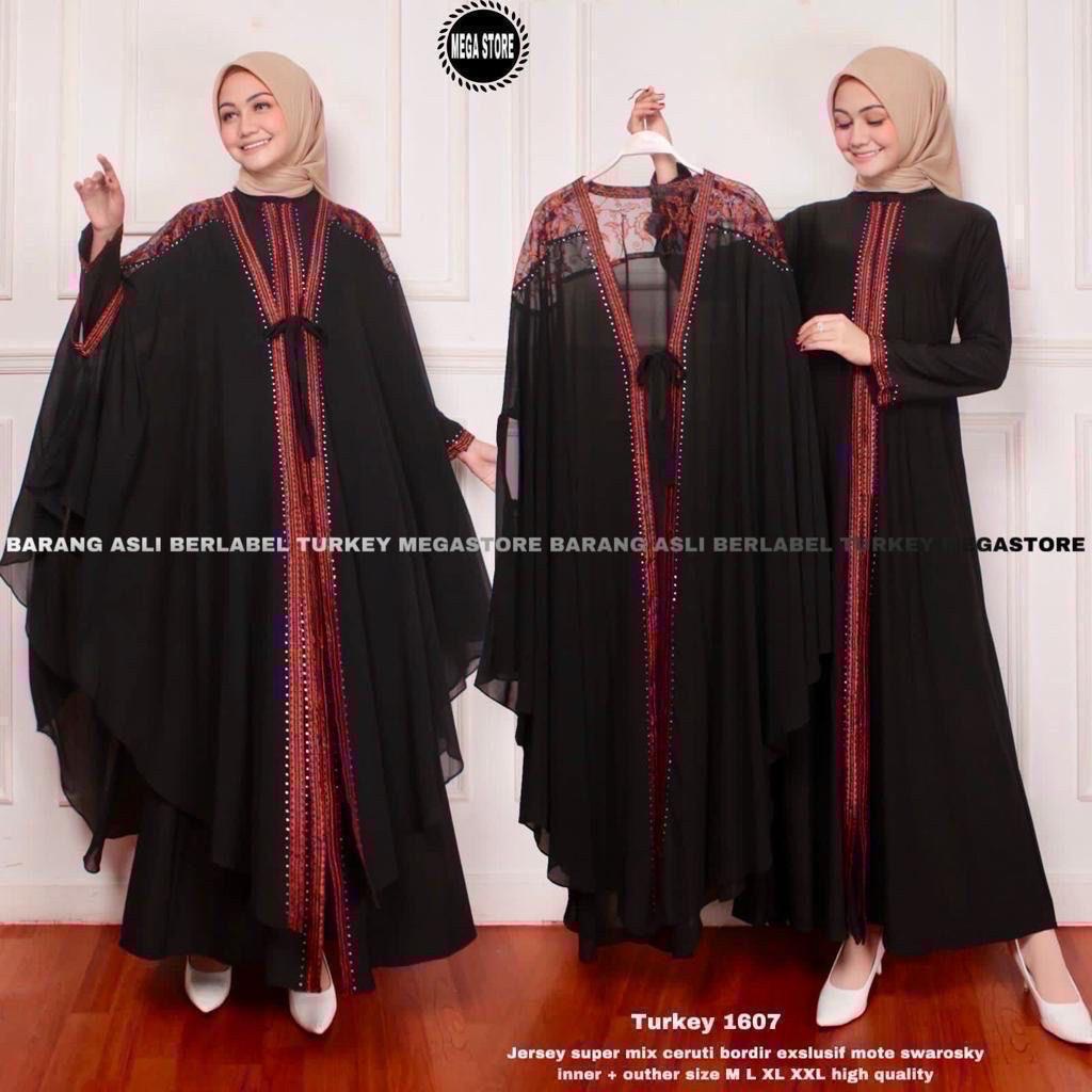 Dress Gamis Turkey Muslim Bordir Ori Berlebel Mega Store