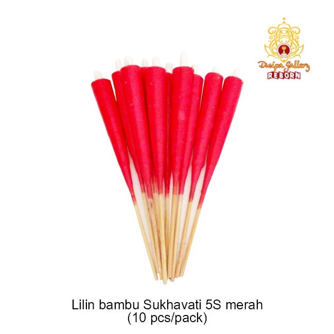 Lilin Puja/sembahyang bambu Sukhavati 5S merah (10 pcs/pack)