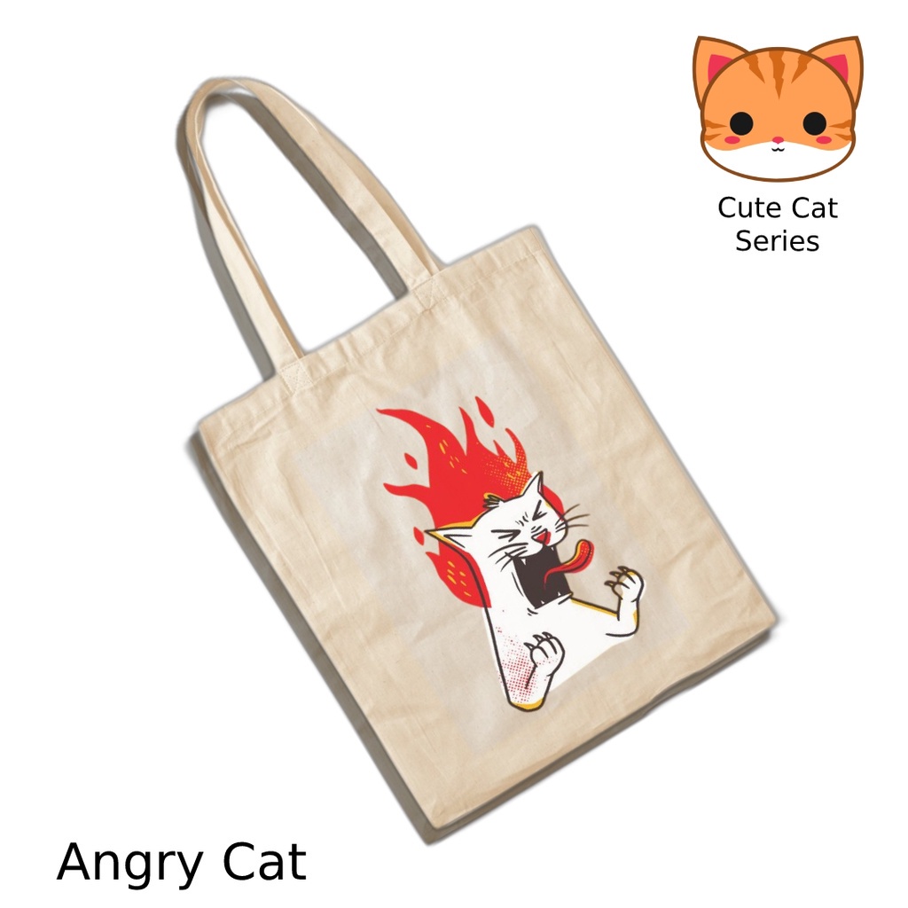 Totebag Motif Kucing Lucu Cat Lovers Tote bag premium Totebag zipper totebag velcro