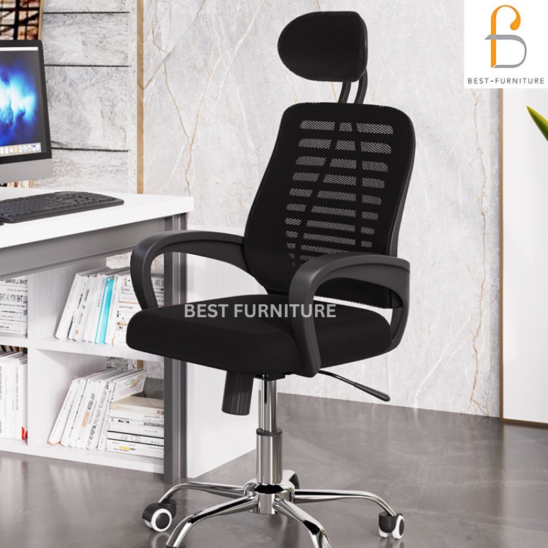 Best Kursi WFH Kursi Head Rest Kursi Staff Kursi Kantor Kursi Multifungsi Roda + Tilt + Hidrolik