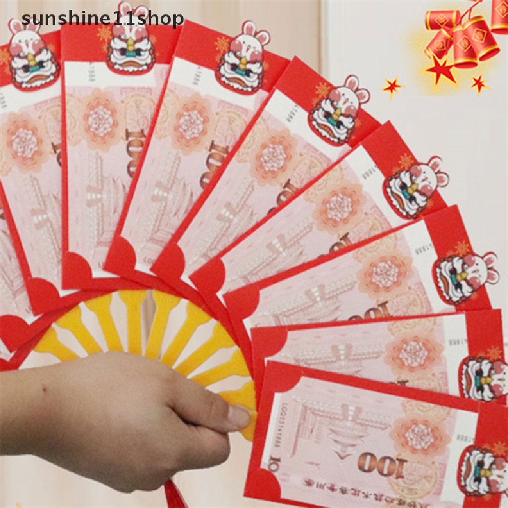 Sho 2023tahun Baru Kreatif Amplop Merah Bentuk Kipas Hongbao Festival Musim Semi Cina Saku Merah Harapan Terbaik Keberuntungan Kantong Uang Hadiah Tas N