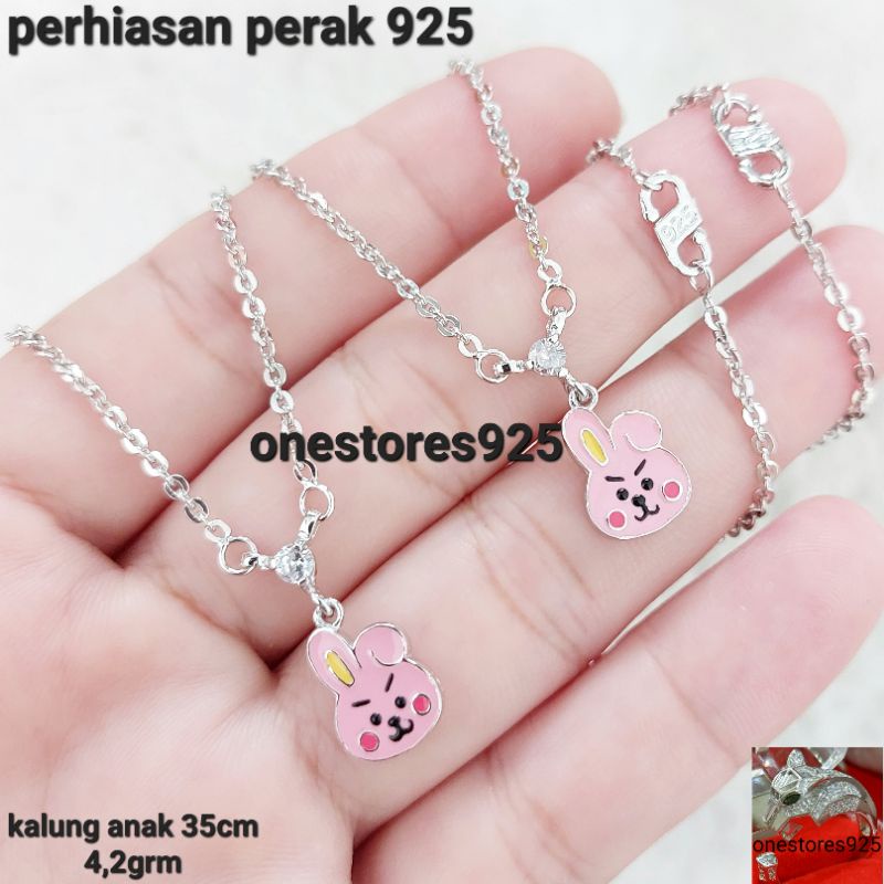 Kalung Bts Anak Perak Asli Silver 925 Lapis Emas Putih