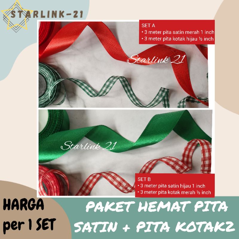 

PAKET HEMAT PITA SATIN 3 METER | SET DIY Pita Hias Natal 5-6 Pita