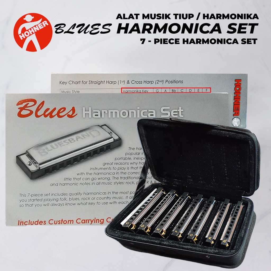 Harmonica Hohner Blues Harmonika Diatonic Set isi 7 Original