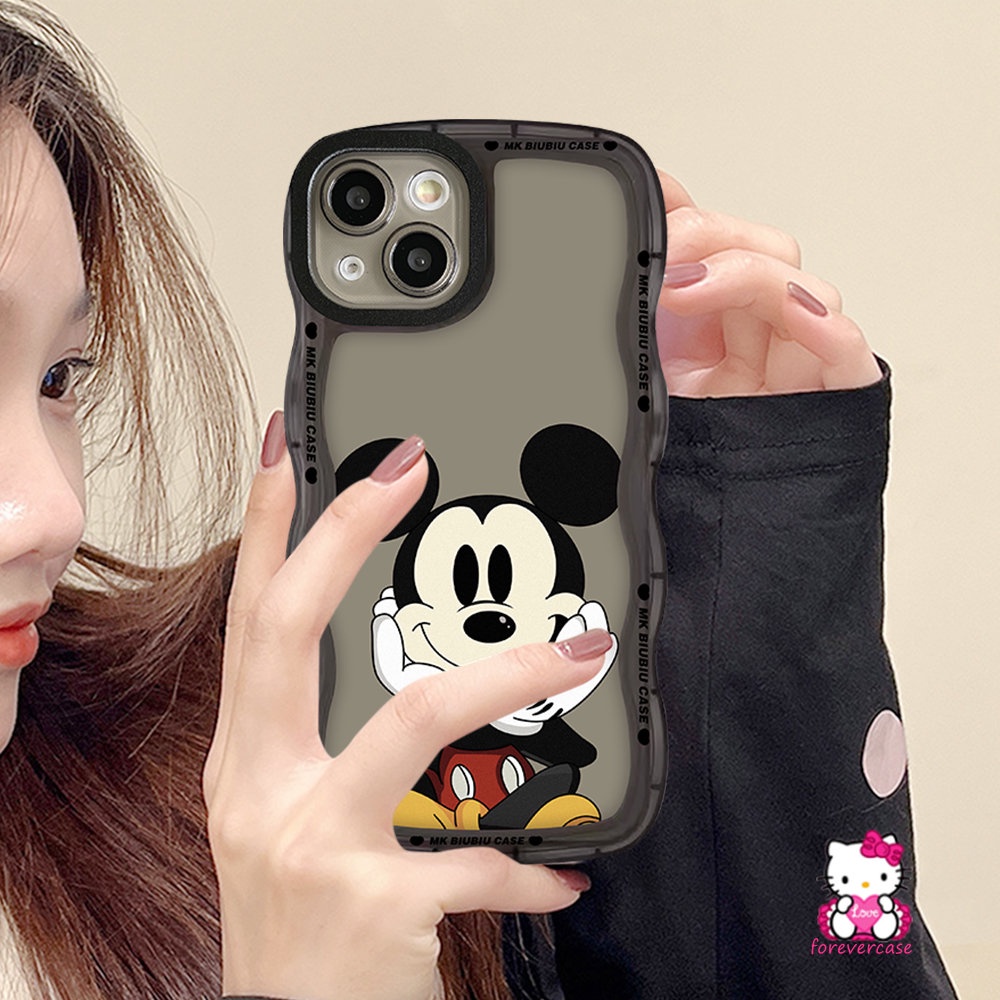 IPHONE Kompatibel Untuk Iphone7Plus11 14 13 12 Pro Max6 6s 8 14Plus XR X XS Max SE 2020couple Case Kartun Lucu Disney Mickey Mouse Wavy Edge Soft TPU Cover