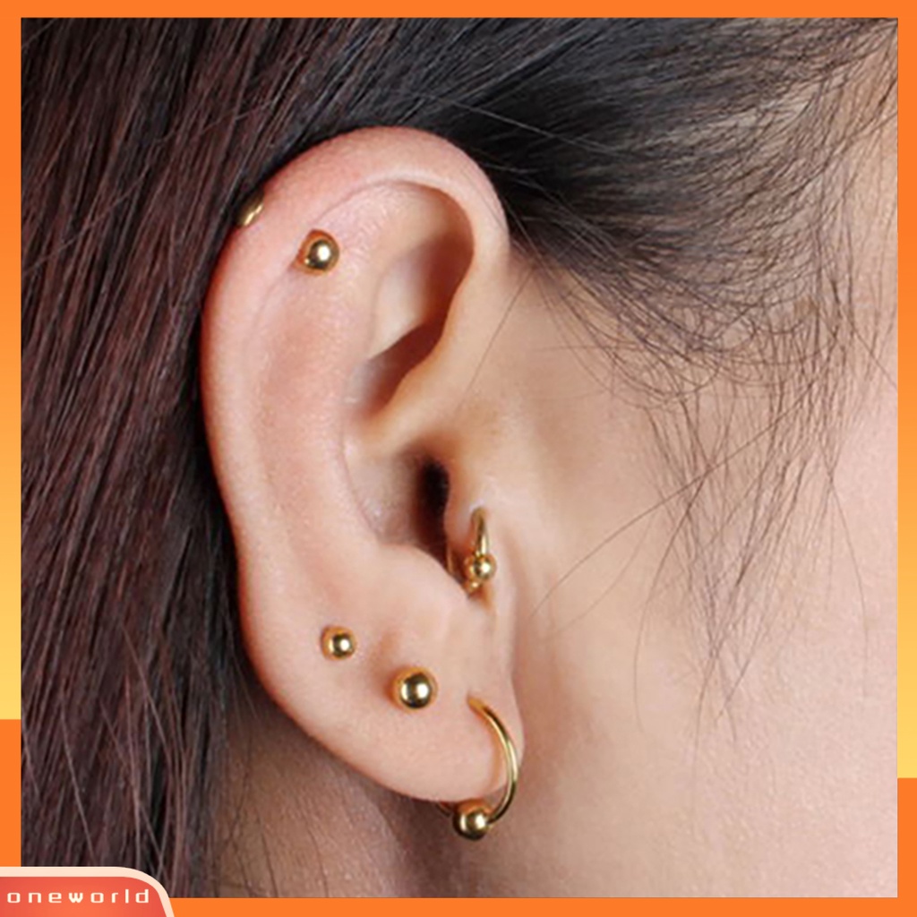 OW@ Ear Studs Simple Easy Matching Titanium Steel Barbell Shape Helix Tragus Women Earrings for Party