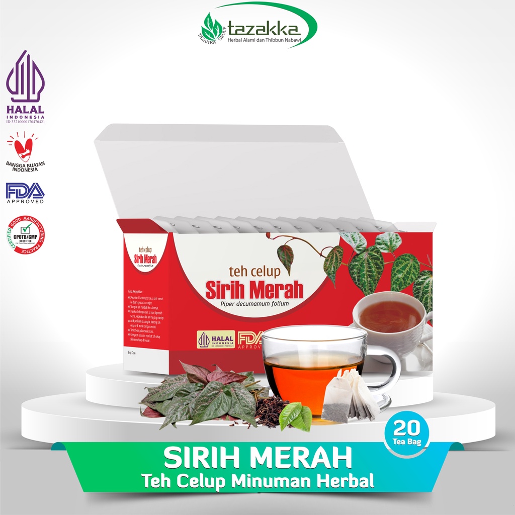 Jual Teh Celup Daun Sirih Merah Herbal Tazakka Original Isi 20 Kantung Mempercepat Penyembuhan 0723