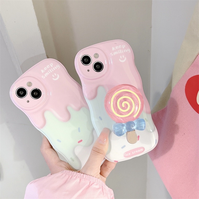 Melting Ice Cream with Candy Holder Popsocket Softcase Case HP Lucu for iphone XR 11 Pro Max 12 Pro Max 13 Pro Max 14 Pro Max